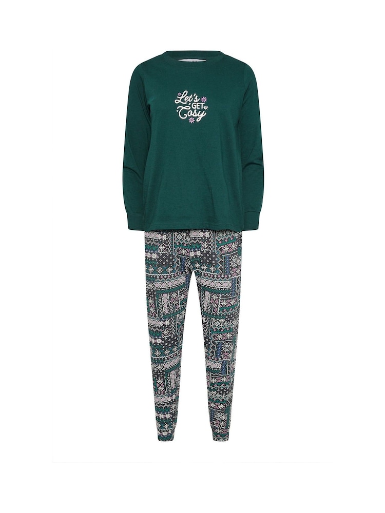 PixieGirl Petite Green Lets Get Cosy Long Sleeve Cuffed PJ Set - Image 5 of 5 PixieGirl Petite Green Lets Get Cosy Long Sleeve Cuffed PJ Set - Image 5 of 5
