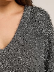 Yours Curve Black Tinsel Yarn Jumper - Image 4 of 5
