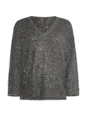 Yours Curve Black Tinsel Yarn Jumper - Image 5 of 5