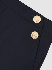 Reiss Navy Carley Petite Wide-Leg Button-Detail Trousers - Image 8 of 8