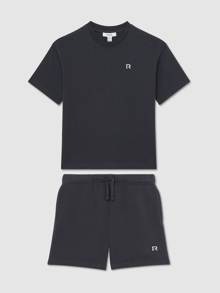 Reiss Navy Avern Set 3-9 yrs Logo T-Shirt and Shorts Set Cotton-Blend - Image 2 of 3 Reiss Navy Avern Set 3-9 yrs Logo T-Shirt and Shorts Set Cotton-Blend - Image 2 of 3