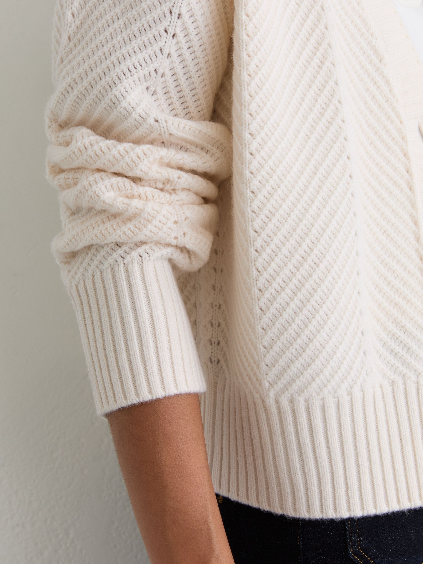 andequal sheer pattern knit IVORY アイボリー Women's Cashmere Cocoon Cardigan Ivory | Jenni Kayne