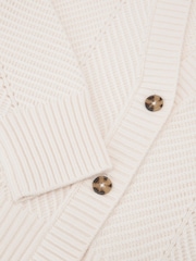 Reiss Ivory Lottie Wool-Cashmere Chevron-Stitch Cardigan - Image 6 of 6