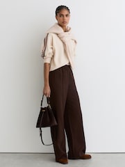 Reiss Neutral/Pink Carli Wool-Cashmere Side-Stripe Jumper - Image 3 of 6