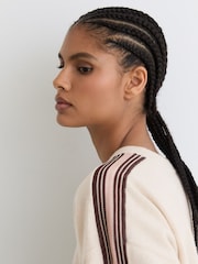 Reiss Neutral/Pink Carli Wool-Cashmere Side-Stripe Jumper - Image 4 of 6