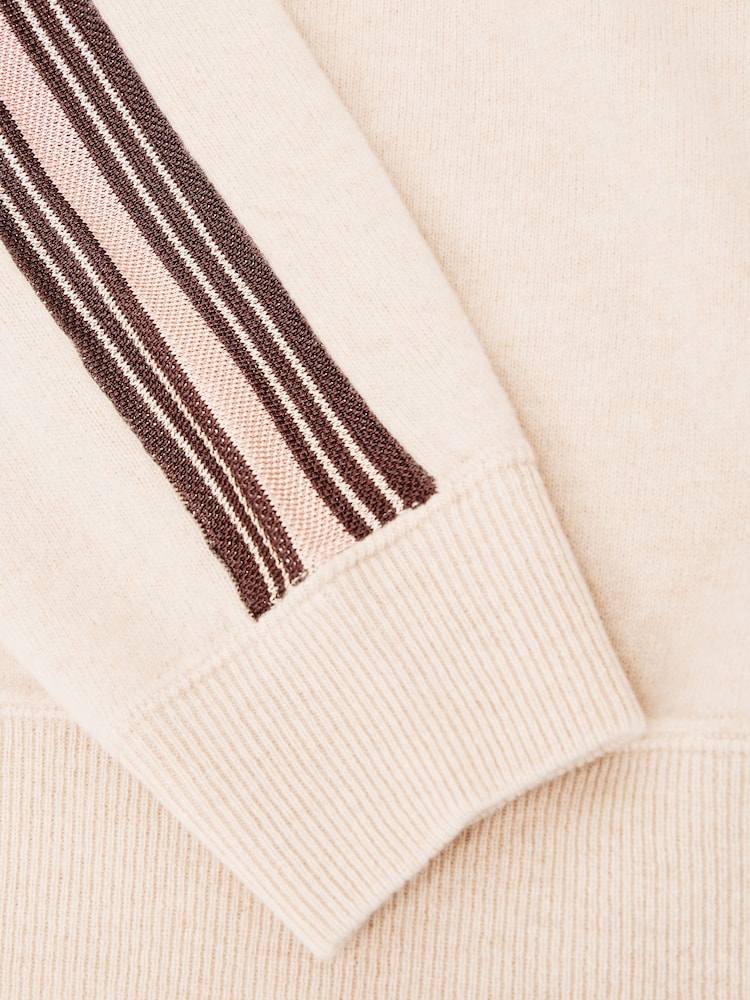 Reiss Neutral/Pink Carli Wool-Cashmere Side-Stripe Jumper - Image 6 of 6 Reiss Neutral/Pink Carli Wool-Cashmere Side-Stripe Jumper - Image 6 of 6