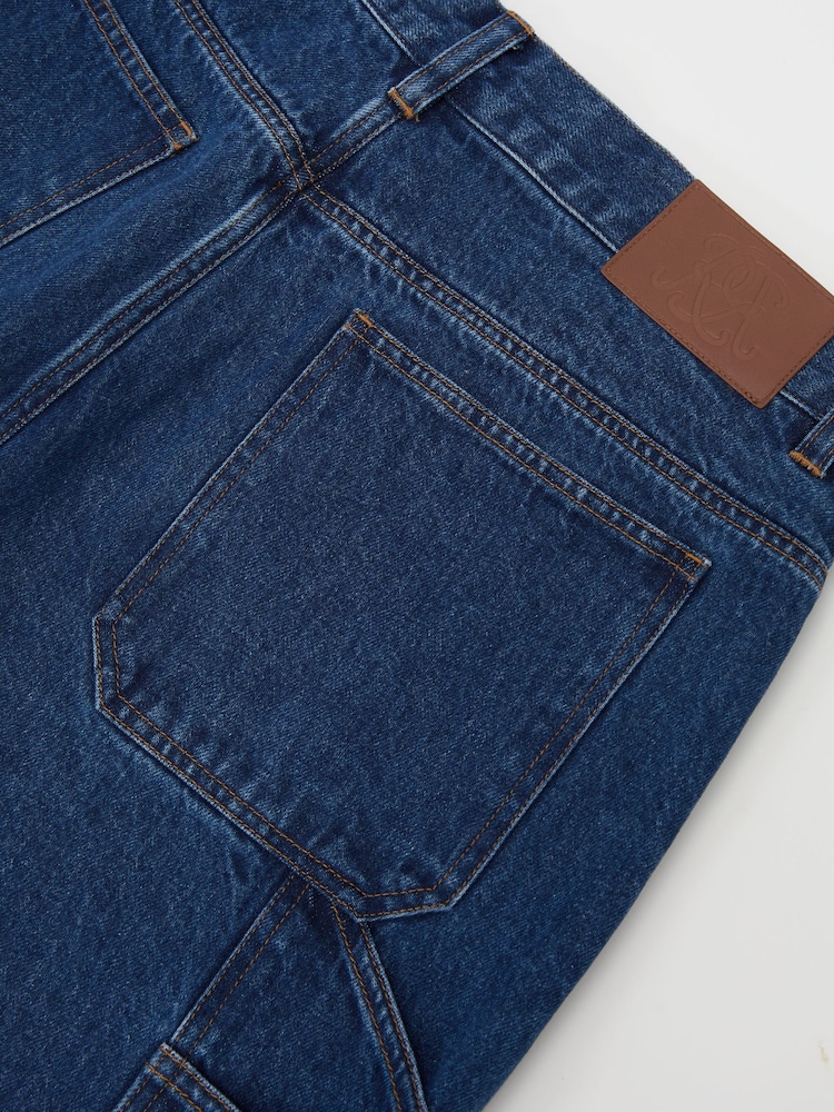 Reiss Mid Blue Clyde Monogram Relaxed-Fit Denim Shorts - Image 7 of 7