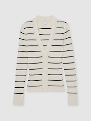 Reiss Ivory/Black Lauralee Stripe Craft-Stitch Rib-Knit Top - Image 2 of 7