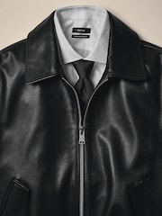 Reiss Carlos Leather Zip-Through Jacket - Imaginea 8 din 9