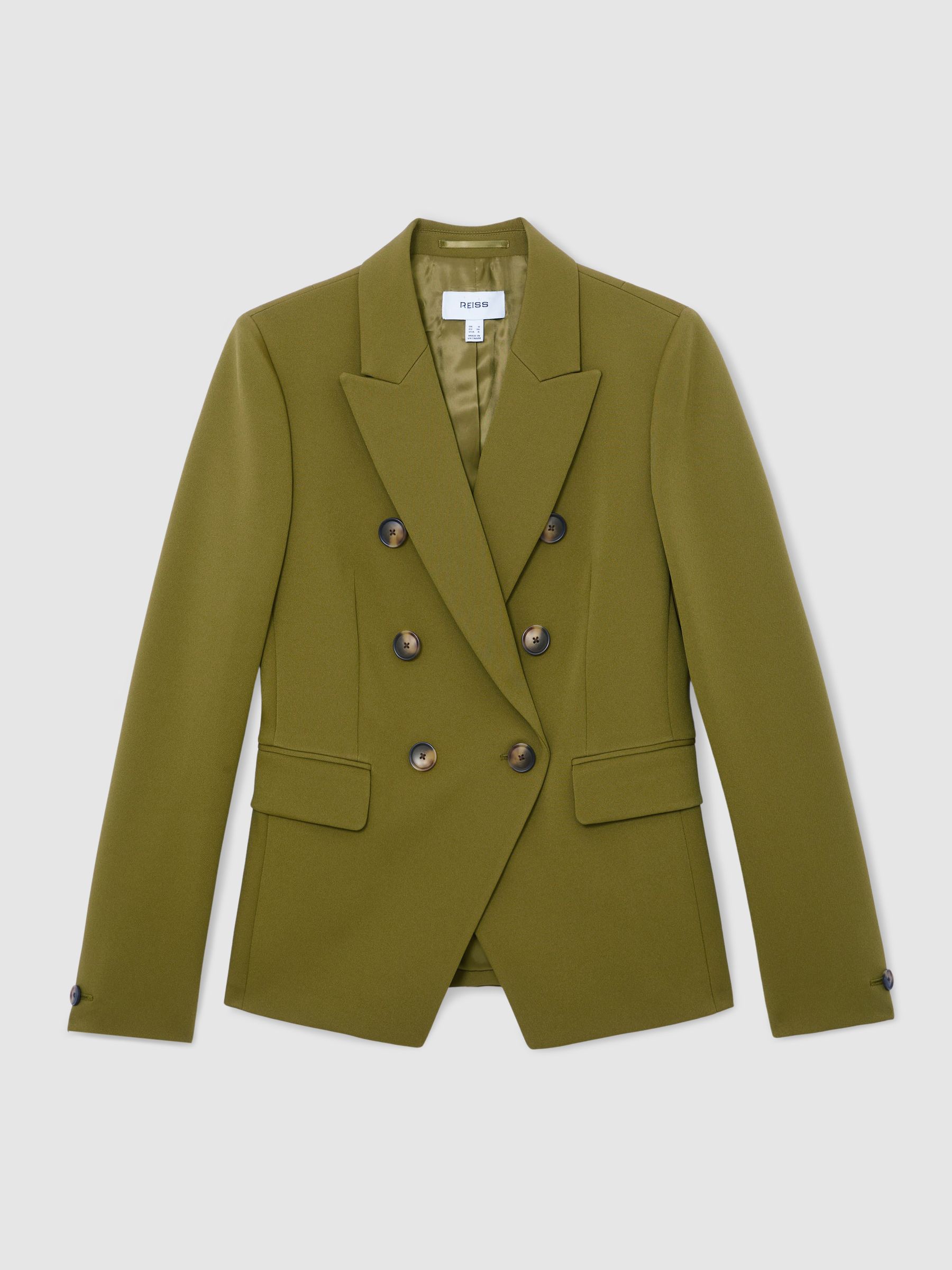 Buy Reiss Chartreuse Green Priya Petite Twill Double-Breasted