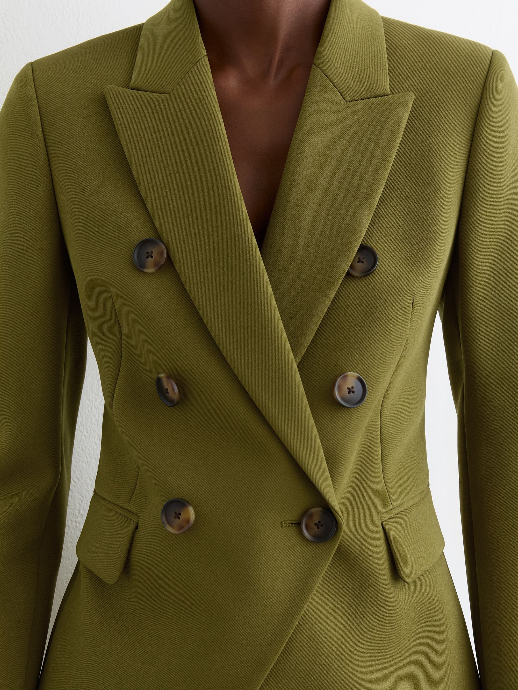 Buy Reiss Chartreuse Green Priya Petite Twill Double-Breasted