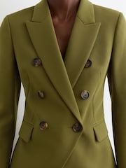 Reiss Chartreuse Green Priya Petite Double-Breasted Peak-Lapel Suit Blazer - Image 4 of 9