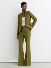 Reiss Chartreuse Green Priya Twill Double-Breasted Blazer - Image 4 of 8