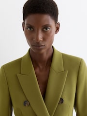 Reiss Chartreuse Green Priya Twill Double-Breasted Blazer - Image 7 of 8