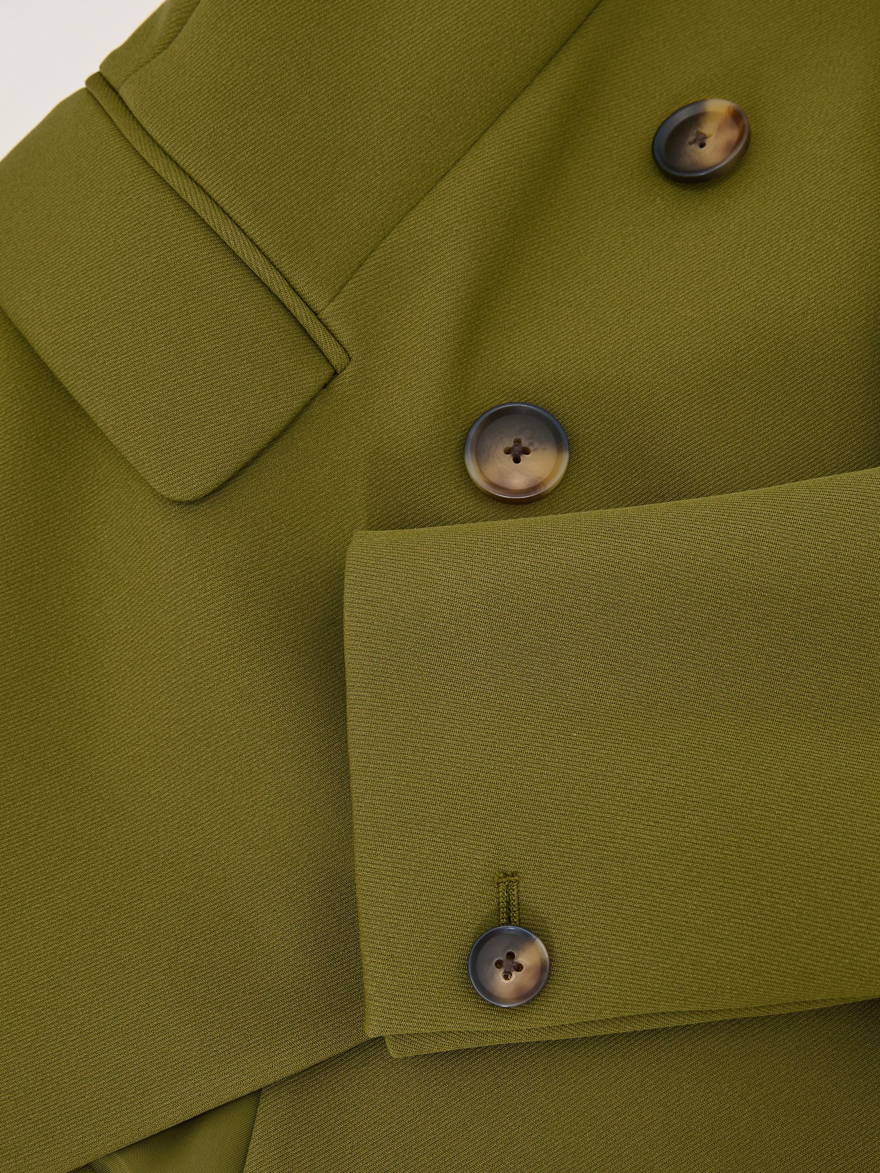 Buy Reiss Chartreuse Green Priya Twill Double-Breasted Blazer from