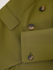 Reiss Chartreuse Green Priya Twill Double-Breasted Blazer - Image 8 of 8