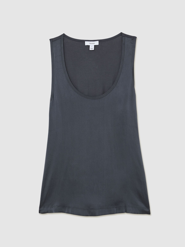 Reiss Navy Ruby Silk-Front Cami Top - Image 2 of 6