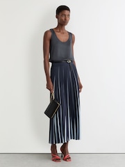 Reiss Navy Ruby Silk-Front Cami Top - Image 4 of 6