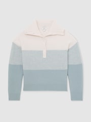 Reiss Flora Wool-Cashmere Stripe Buttoned Jumper - Imagen 2 de 7