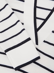 Reiss Ivory/Navy Phoebe Merino Wool-Blend Collar Stripe Jumper with Cashmere - Image 6 of 6