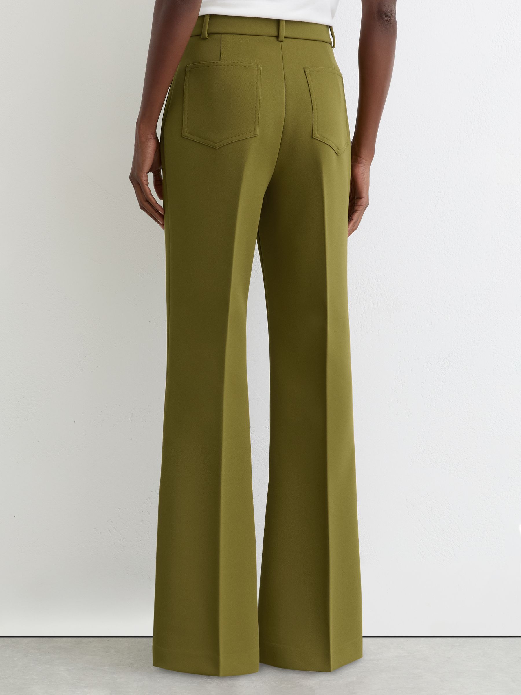 Buy Reiss Chartreuse Green Priya Twill Patch-Pocket Flared