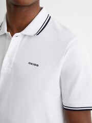 Reiss White Orson Cotton-Piqué Logo Polo Shirt - Image 4 of 6