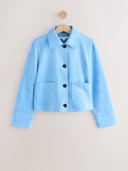 Blue Faux Suede Button Through Dolly Coat - Image 5 of 7