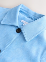 Blue Faux Suede Button Through Dolly Coat - Image 6 of 7