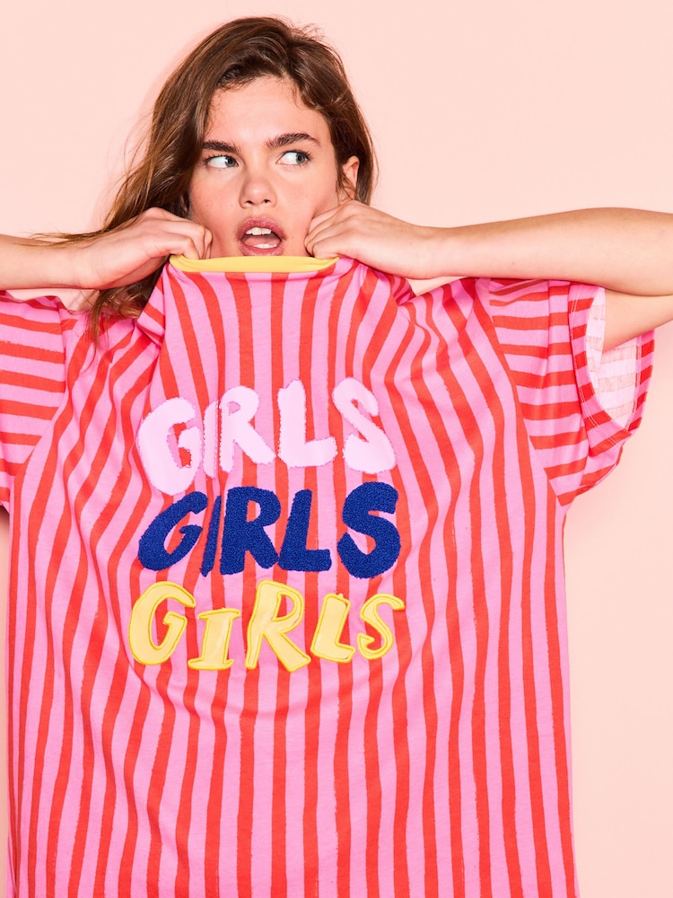 Eleanor Bowmer Pink Girls Cotton Night T-Shirt - Image 4 of 4