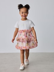 Roz - Baker by Ted Baker Floral Ruffle Mesh Mockable Blue Dress - Imaginea 1 din 7