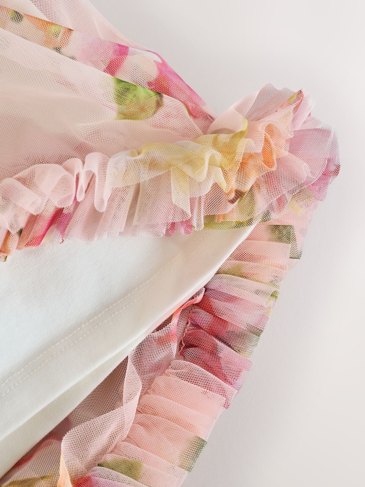 Baker by Ted Baker Floral Ruffle Mesh Mockable Blue Dress - Image 12 of 12