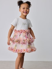 Roz - Baker by Ted Baker Floral Ruffle Mesh Mockable Blue Dress - Imaginea 3 din 7