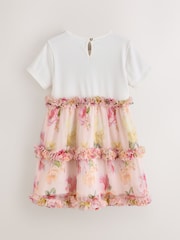 Baker by Ted Baker Floral Ruffle Mesh Mockable Blue Dress - Image 9 of 12