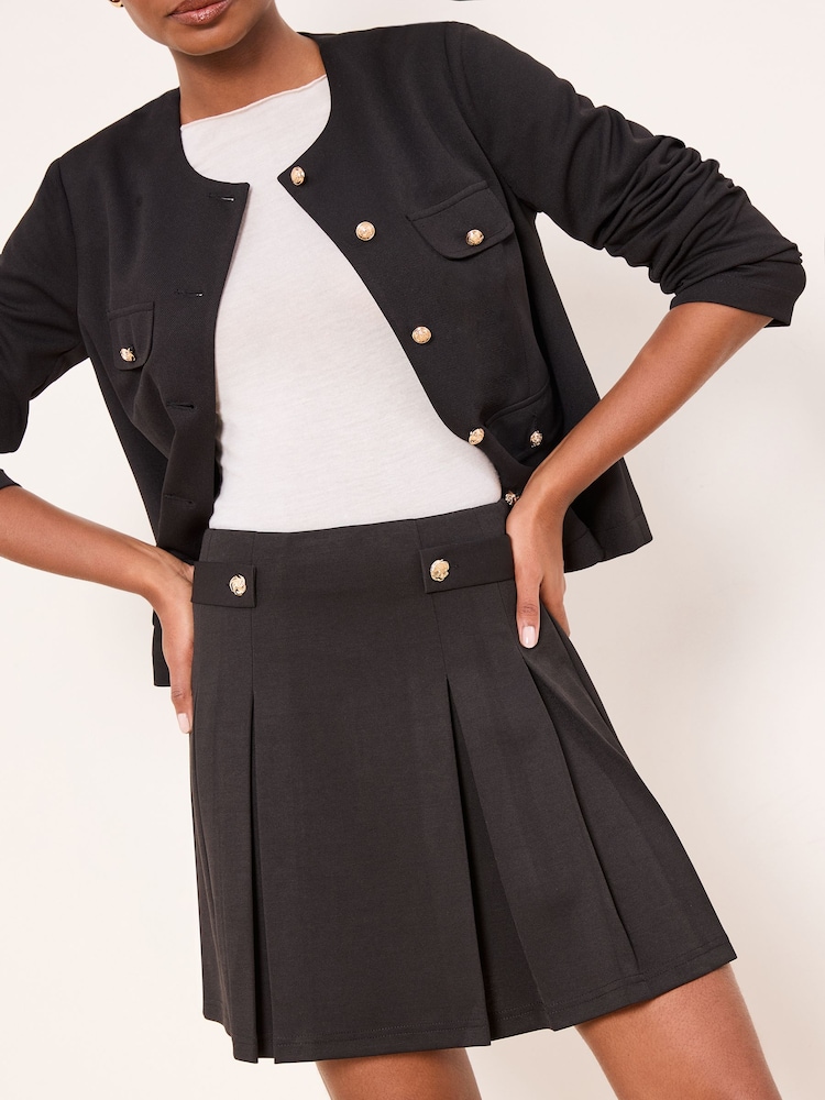 Lipsy Black Pleated Mini Skirt - Image 1 of 4