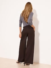 Lipsy Chocolate Brown Grown On Waist Tailored Wide Leg Trousers - Image 4 of 4