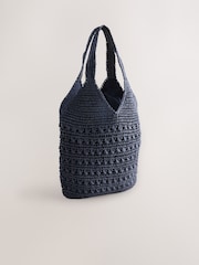 Navy Raffia Effect Shoulder Bag - Image 1 of 4