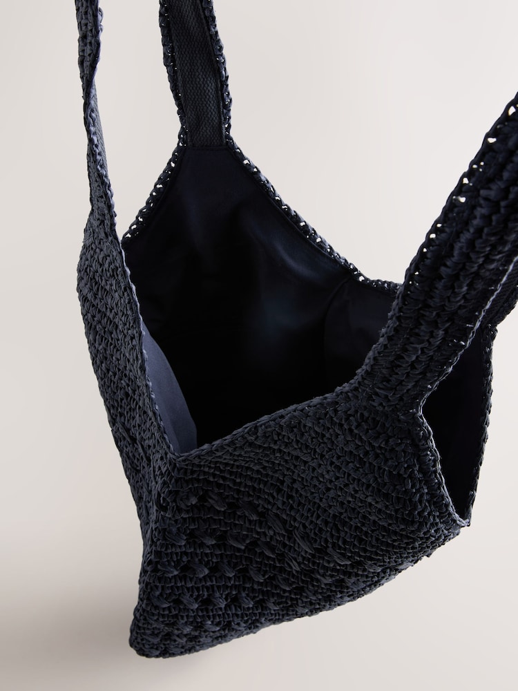 Navy Raffia Effect Shoulder Bag - Image 10 of 10 Navy Raffia Effect Shoulder Bag - Image 10 of 10