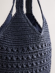 Navy Raffia Effect Shoulder Bag - Image 8 of 10