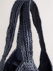 Navy Raffia Effect Shoulder Bag - Image 9 of 10