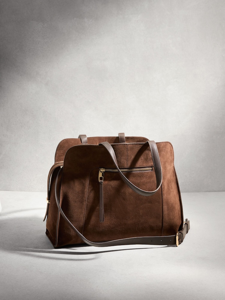 Chocolate Brown N. Premium Suede Tote Bag - Image 1 of 5