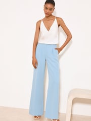 藍色 - Lipsy Extended Tab Wide Leg Tailored Trousers - 圖片 3/5