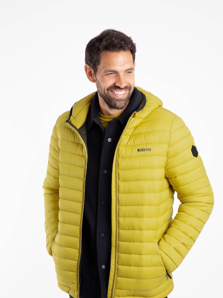 Weird Fish Green Flete Lightweight Showerproof Padded Jacket - Image 1 of 7 Weird Fish Green Flete Lightweight Showerproof Padded Jacket - Image 1 of 7