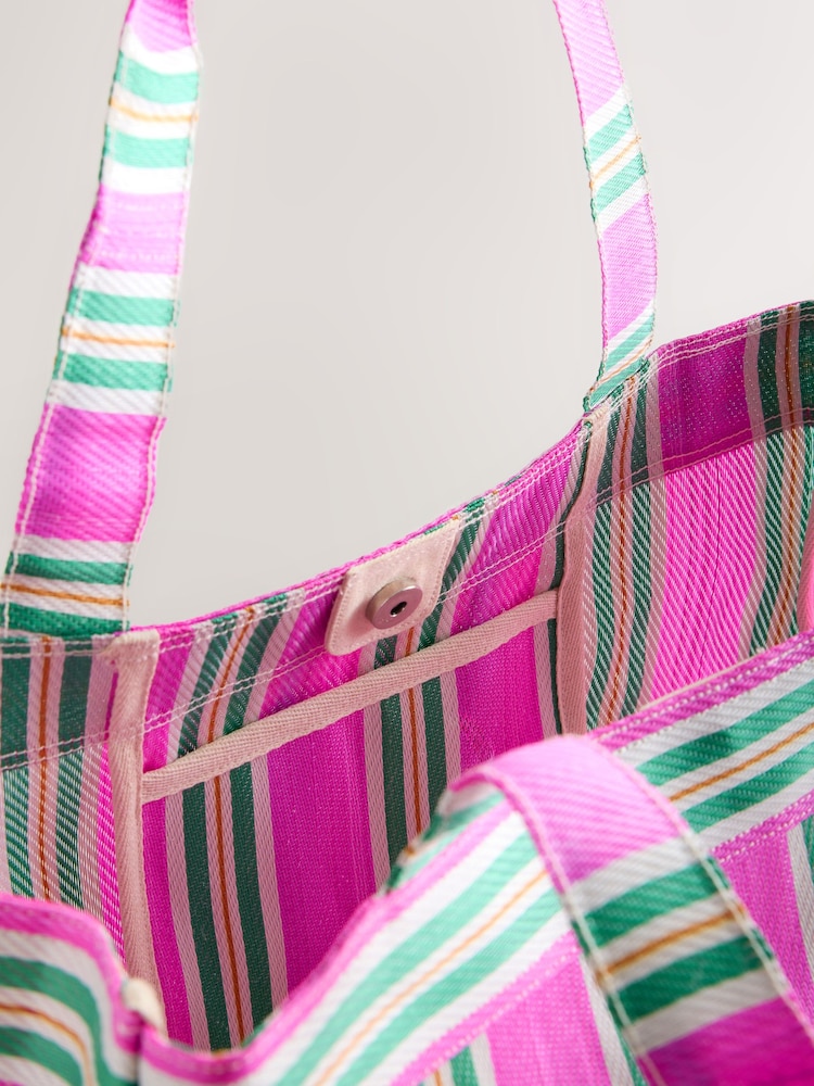 self. Pink/Green Stripe Tote Bag - Image 5 of 5