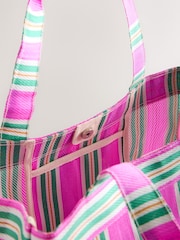 self. Pink/Green Stripe Tote Bag - Image 7 of 7