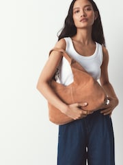 Light Pink Suede Slouchy Bag - Image 1 of 9