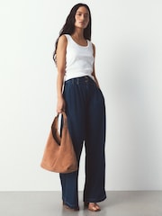 Light Pink Suede Slouchy Bag - Image 2 of 9