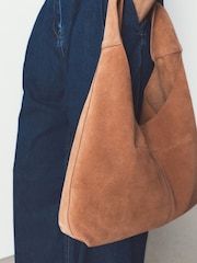 Light Pink Suede Slouchy Bag - Image 4 of 9