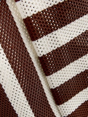 Chocolate Brown Stripe Flyknit Shoulder Bag - Image 5 of 8
