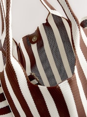Chocolate Brown Stripe Flyknit Shoulder Bag - Image 6 of 8