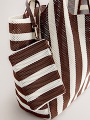 Chocolate Brown Stripe Flyknit Shoulder Bag - Image 7 of 8